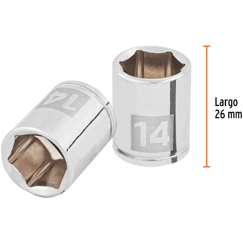 Dados 14mm E1/4 Hexagonales CrVanadio, Truper 100967