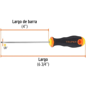 Desarmador Cabinet BHex 1/8" x4" ComfortGrip Truper 14019