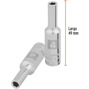 Dados 4mm E1/4 Tubulares Hexagonales CrVanadio, Truper 100968
