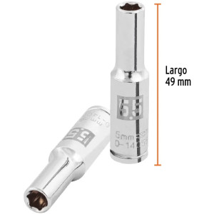 Dados 5.5mm E1/4 Tubulares Hexagonales CrVanadio, Truper 100970
