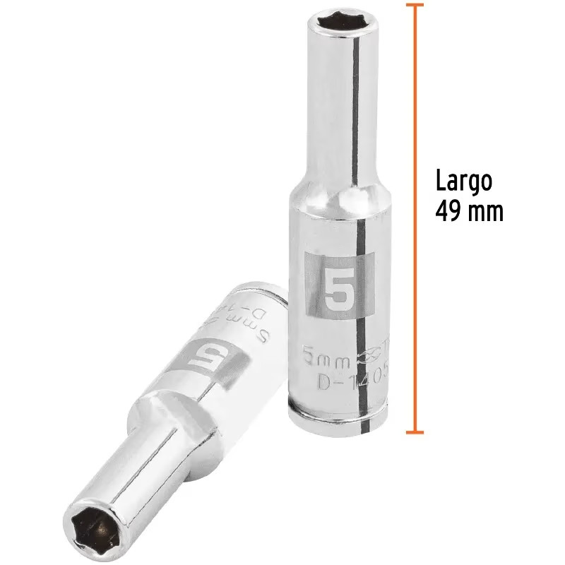 Dados 5mm E1/4 Tubulares Hexagonales CrVanadio, Truper 100969