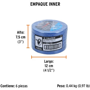Cintas Masking Tape Azul 1/2" x50m para pintor Truper 12620