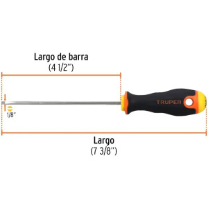 Desarmador Cabinet BHex 1/8" x4-1/2" ComfortGrip Truper 18549