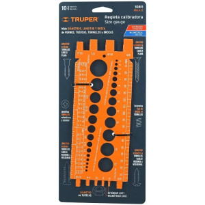 Regla Calibradora de Tuerca y Tornillos STD y MM 22cm, Truper 10811