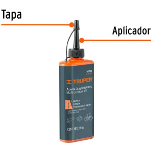 Aceite Multiusos 90ml 3oz, Lubricante Protege Oxidación y Corrosión para Metal, Truper 16712