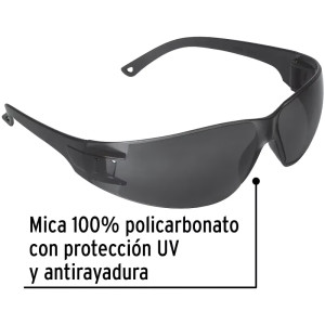 Lentes de Seguridad Gris, 100% Policarbonato con UV Antirayadura, LEN-SN-P 20402 Pretul