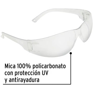 Lentes de Seguridad Transparente, 100% Policarbonato con UV Antirayadura, LEN-ST-P 20401 Pretul