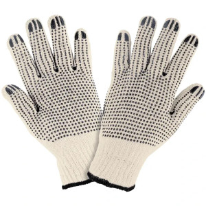 Guantes de Algodón Unitalla con puntos de PVC en palma y dorso, puño tejido, GU-PU-P 21830 Pretul
