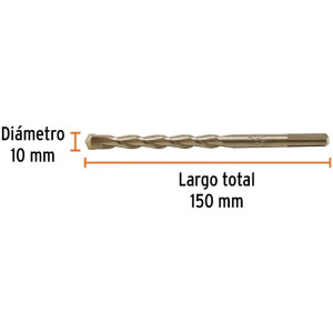 Brocas Concreto 10mm x 150mm ZP3 Ctungsteno Truper 102349