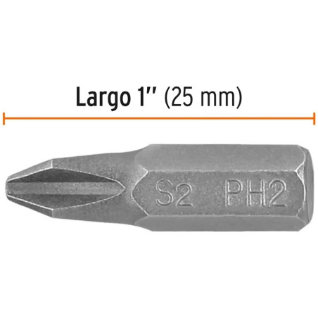 Puntas Phillips PH2 x 1" 5pzas Cruz para Desarmador Electrico o Manual, PUDE-1102 12141 Truper