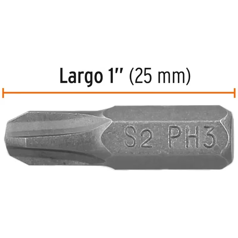 Puntas Phillips PH3 x 1" 5pzas Cruz para Desarmador Electrico o Manual, PUDE-1103 12143 Truper