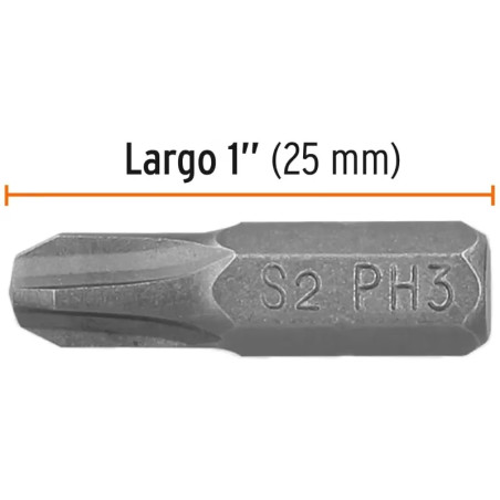 Puntas Phillips PH3 x 1" 5pzas Cruz para Desarmador Electrico o Manual, PUDE-1103 12143 Truper