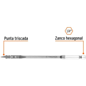 Broca Mecha Plana 1/4" x15cm Z1/4 Truper 11360