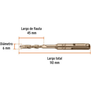 Brocas SDS Plus 6mm x110mm Concreto Truper 101108