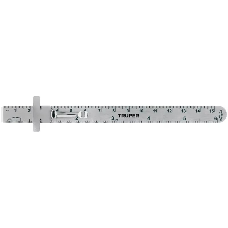 Regla de Acero Inoxidable 6" x0.5mm ClipAjustable, Truper 101810
