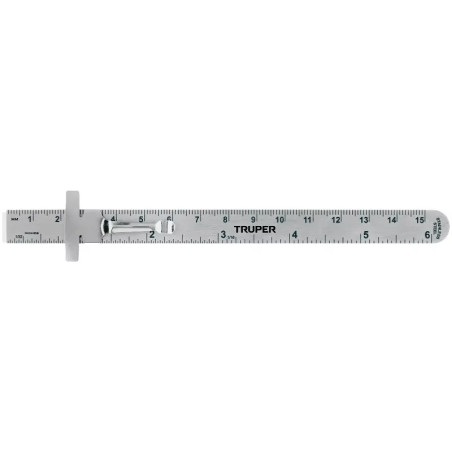 Regla de Acero Inoxidable 6" x0.5mm ClipAjustable, Truper 101810