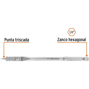 Broca Mecha Plana 5/16" x15cm Z1/4 Truper 11363