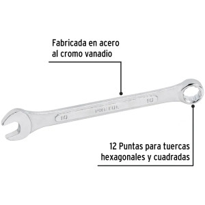 Llave Boca Mixta 10mm Combinada CrVanadio Pretul 21904