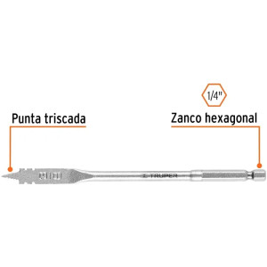 Broca Mecha Plana 3/8" x15cm Z1/4 Truper 11366
