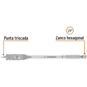Broca Mecha Plana 7/16" x15cm Z1/4 Truper 11369