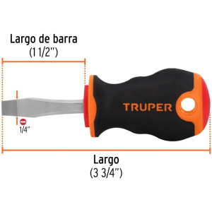 Desarmador Plano Bhex 1/4" x1-1/2" ComfortGrip Truper 14003