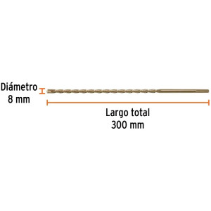 Brocas Concreto 8mm x 300mm ZP3 Ctungsteno Truper 102347