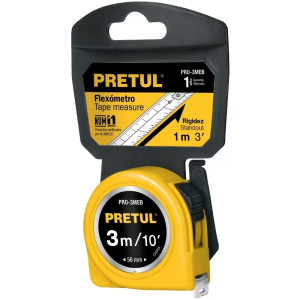 Wincha Flexometro Amarillo 3 Metros, carcasa ABS, PRO-3MEB 21605 Pretul
