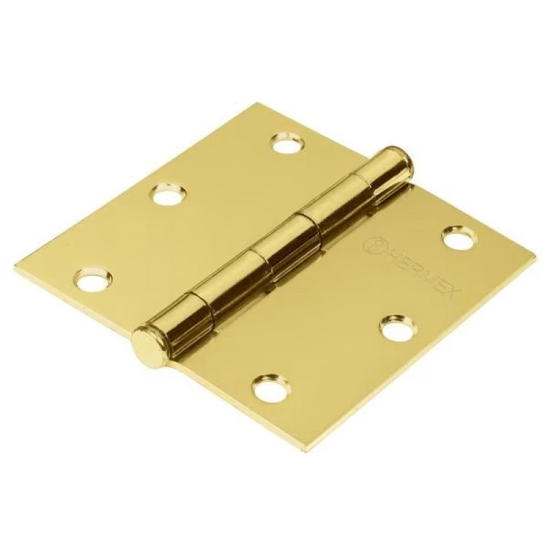 Bisagras cuadrada 3-1/2" Acero Dorado x10u Capuchina Cplana 2.2mm Hermex 43238