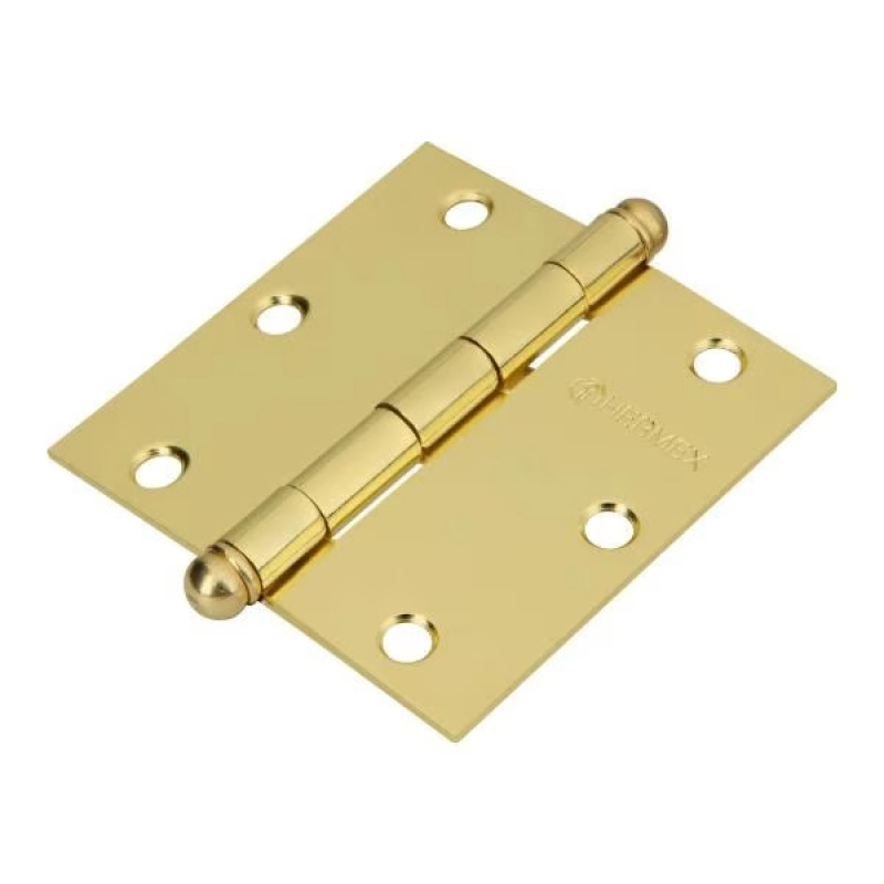 Bisagras cuadrada 3-1/2" Acero Dorado x10u Capuchina CRedondo 2.2mm Hermex 43233