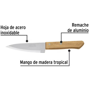 Cuchillo de Chef 5" mango de Madera, acero inoxidable, CUCH-M51 23079 Pretul