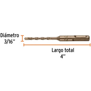 Brocas SDS Plus 3/16" x4" Concreto, Truper 101142