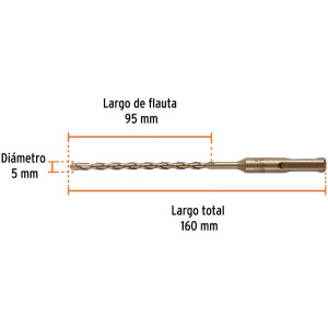 Brocas SDS Plus 5mm x160mm Concreto Truper 101107