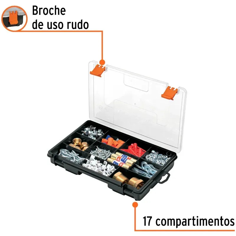 Organizador reforzado de Plastico 9", 11 Compartimientos, Largo 9", Ancho 5 3/4", Alto 1 1/2", ORG-11 10035 Truper