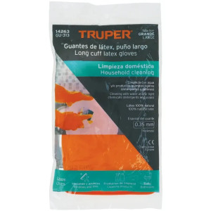 Guantes de Latex Talla G Afelpado para limpieza Truper 14263