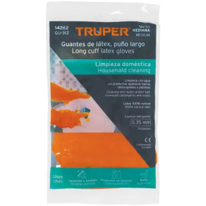 Guantes de Latex Talla M Afelpado para limpieza Truper 14262