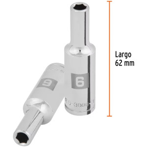 Dados 6mm E3/8 Tubulares Hexagonales CrVanadio, Truper 100991
