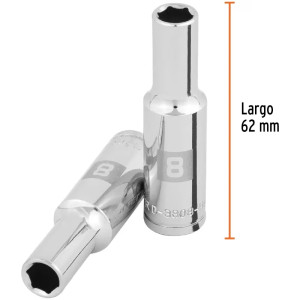 Dados 8mm E3/8 Tubulares Hexagonales CrVanadio, Truper 100993