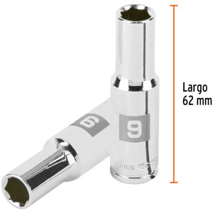 Dados 9mm E3/8 Tubulares Hexagonales CrVanadio, Truper 100994