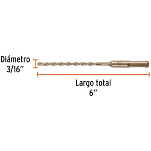 Brocas SDS Plus 3/16" x6" Concreto, Truper 101143