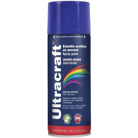 Pintura en Spray Ultracraft Azul Marino, 400ml, secado rapido libre de Plomo, PA-AM-U 40033 Truper