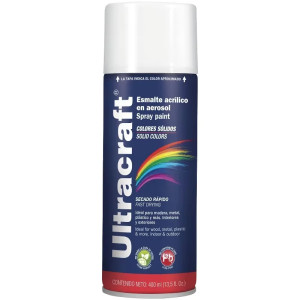 Pintura en Spray Ultracraft Blanco Mate, 400ml, secado rapido libre de Plomo, PA-BM-U 40038 Truper