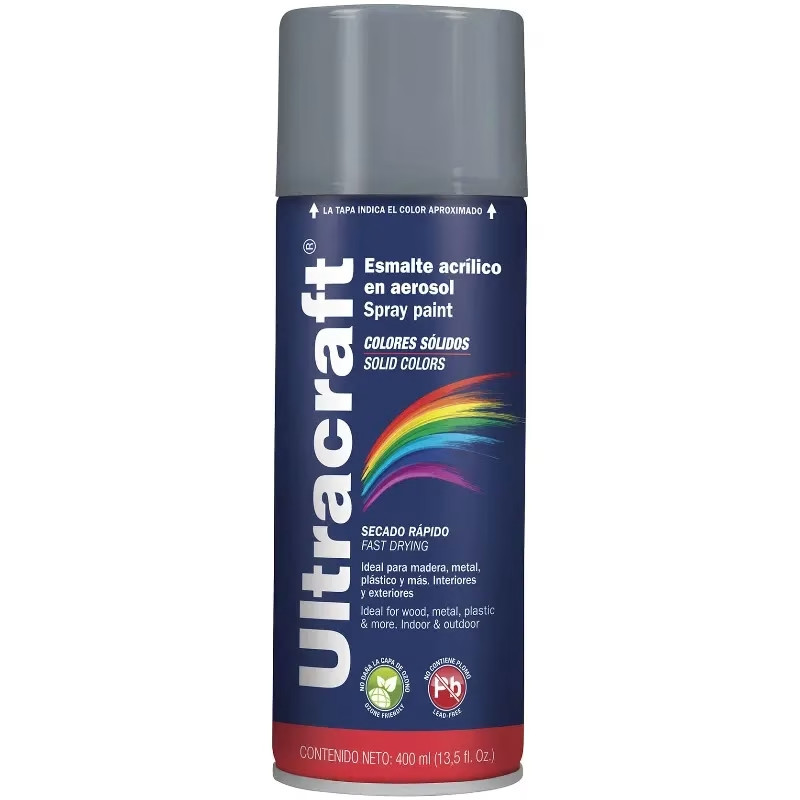 Pintura en Spray Ultracraft Gris, 400ml, secado rapido libre de Plomo, PA-GR-U 40032 Truper