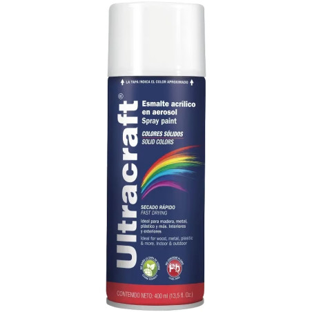 Pintura en Spray Ultracraft Laca Transparente, 400ml, secado rapido libre de Plomo, PA-TR-U 40041 Truper