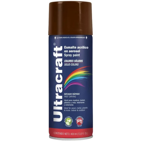 Pintura en Spray Ultracraft Marron, 400ml, secado rapido libre de Plomo, PA-MR-U 40037 Truper