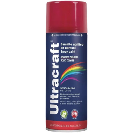 Pintura en Spray Ultracraft Rojo Fuego, 400ml, secado rapido libre de Plomo, PA-RF-U 40031 Truper