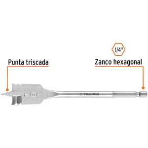 Broca Mecha Plana 7/8" x15cm Z1/4 Truper 11381