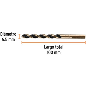 Brocas Metal HSS 6.5mm xL101mm Truper 14151