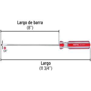 Desarmador Plano 1/4" x8" MangoPVC Pretul 21460