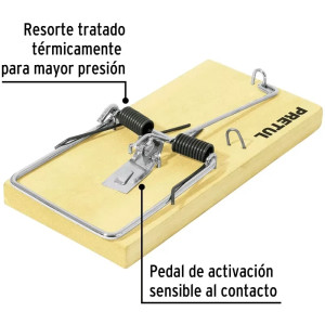 Trampa de Madera 7", para raton, activacion al sensible contacto, RAT-7M 23710 Pretul