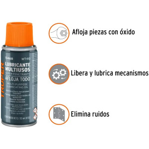 Aceite Multiuso Afloja Todo 110ml 4oz, Super Penetrante Protege y Limpia, Truper 13468